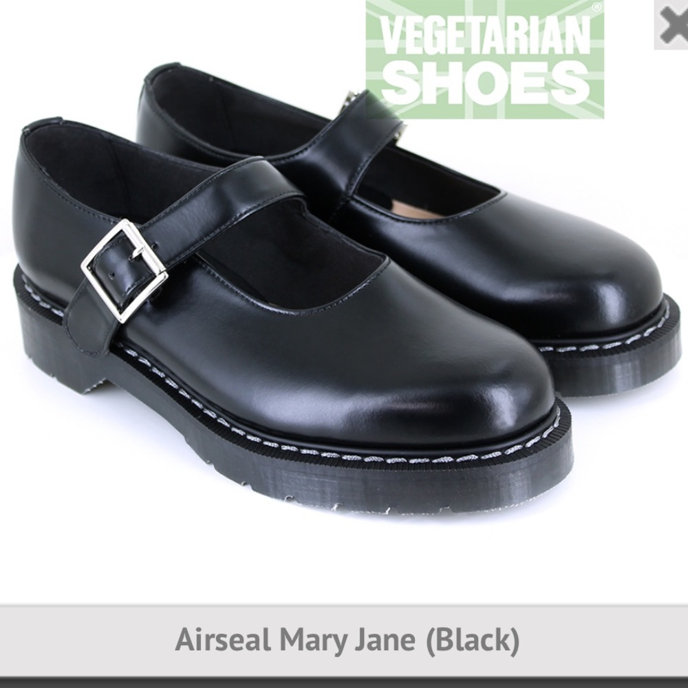 VEGETARIAN SHOES VEGAN AIRSEAL MARY JANE (BLACK) MADE IN ENGLAND